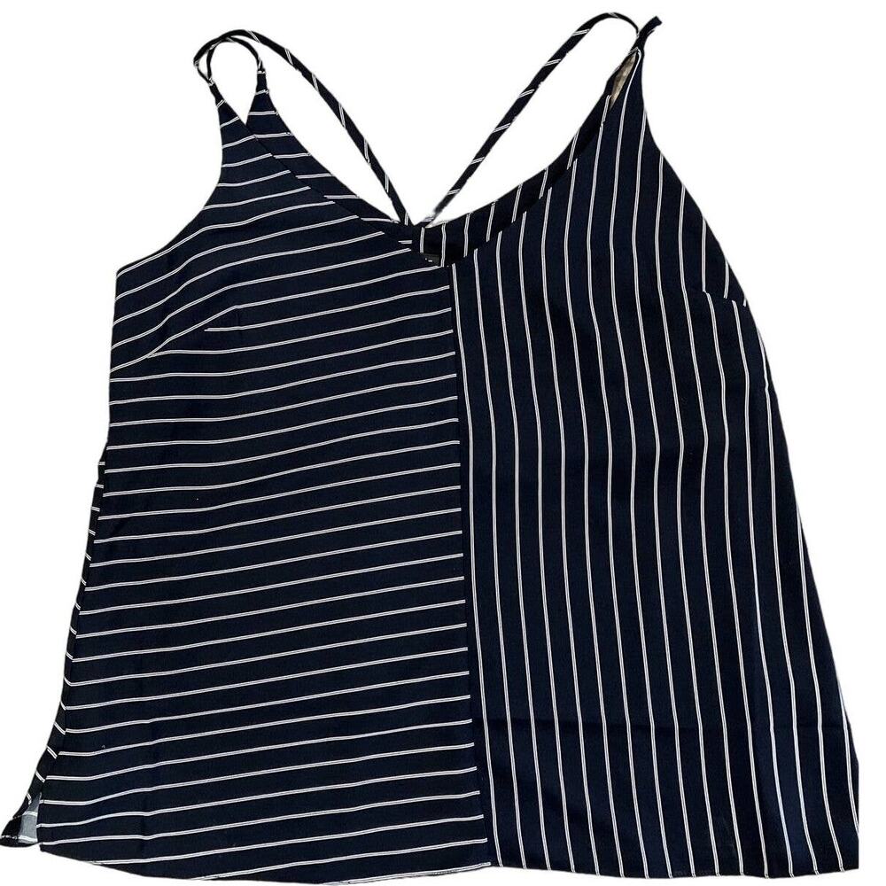 NWT City Chic Black White Double Stripe Cami Tank Size 18